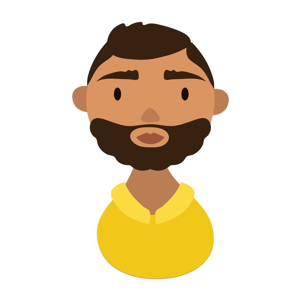 hombre con barba personaje herencia nacional hispana icono de estilo plano vector