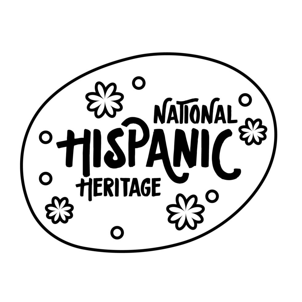 national hispanic heritage lettering with confetti in circle line style icon vector