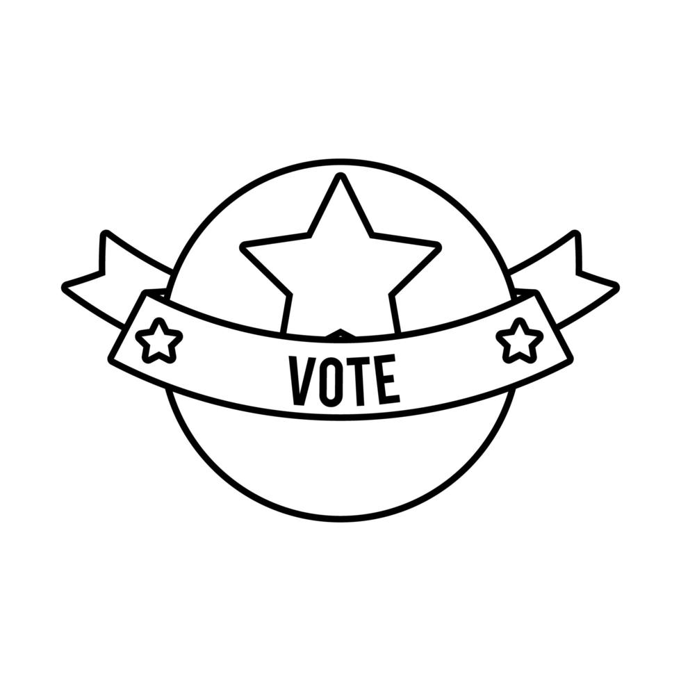 voto palabra en marco de cinta icono de estilo de línea de elecciones de EE. UU. vector