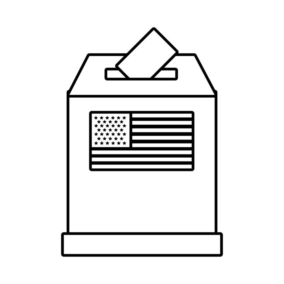 usa elections flag in ballot box line style icon vector