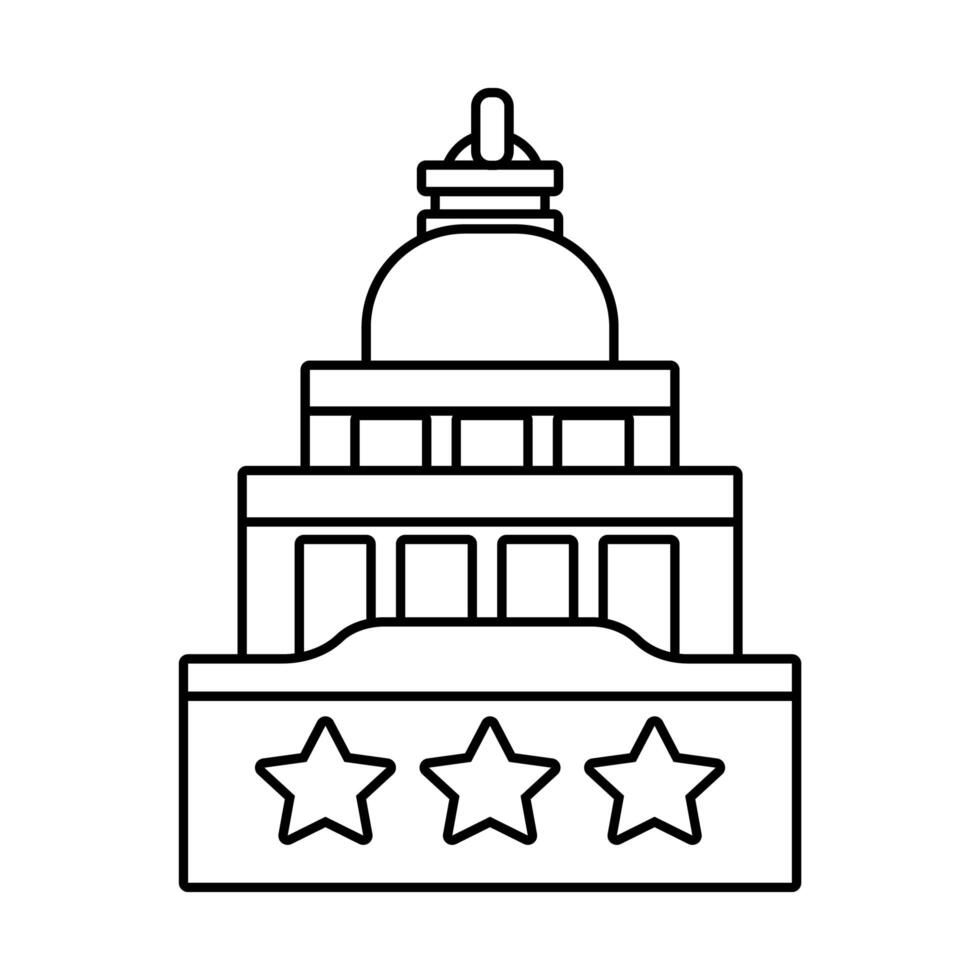 capitol building usa election line style icon vector