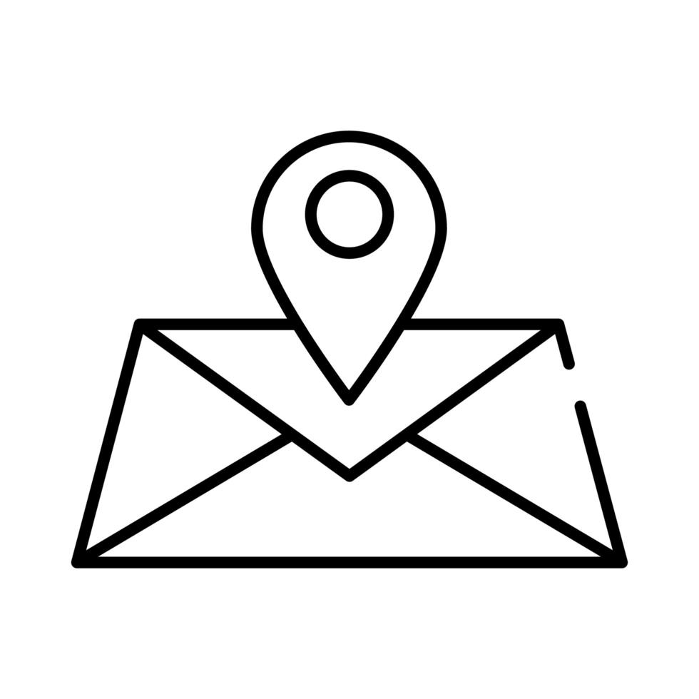 envelope with pin location line style icon vector
