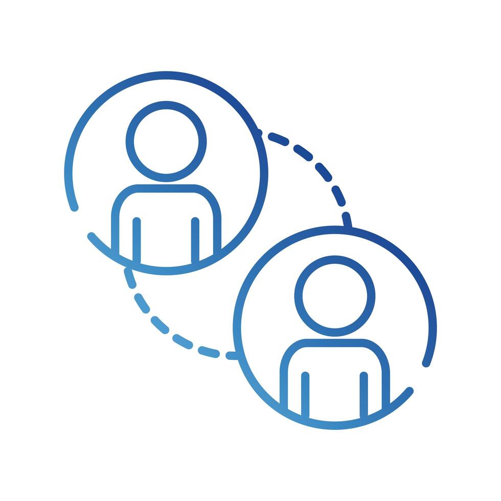 teamworkers figures with lines coworking gradient style icon vector