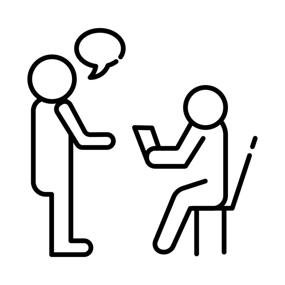 teamworkers figures talking coworking line style icon vector