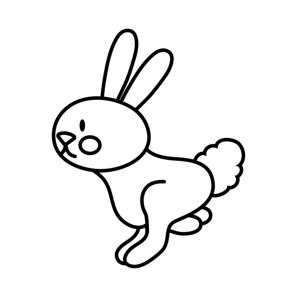 mid autumn cute rabbit jumping line style icon vector