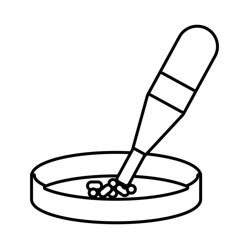 thermometer temperature measure with bactery culture line style vector