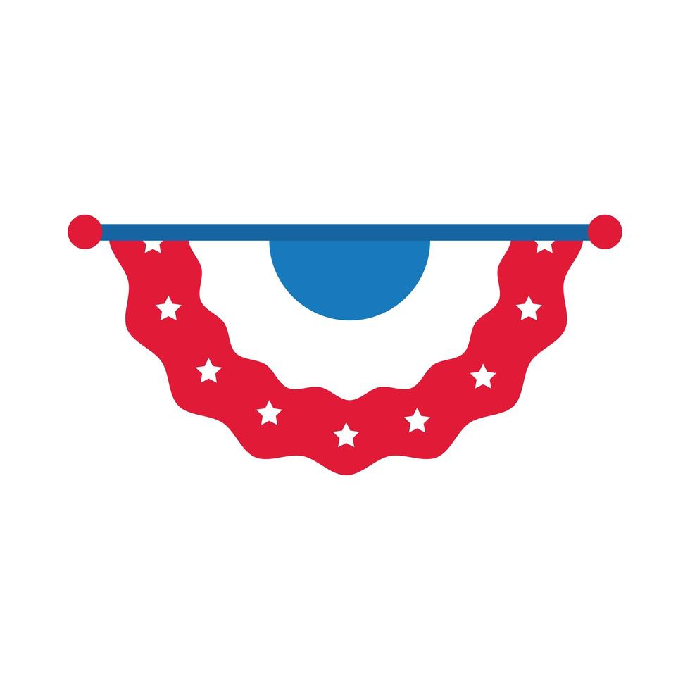 emblema electoral de Estados Unidos con estrellas colgando estilo plano vector