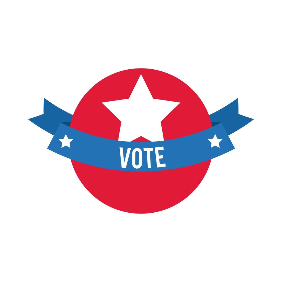 vote word in ribbon frame usa elections flat style icon vector