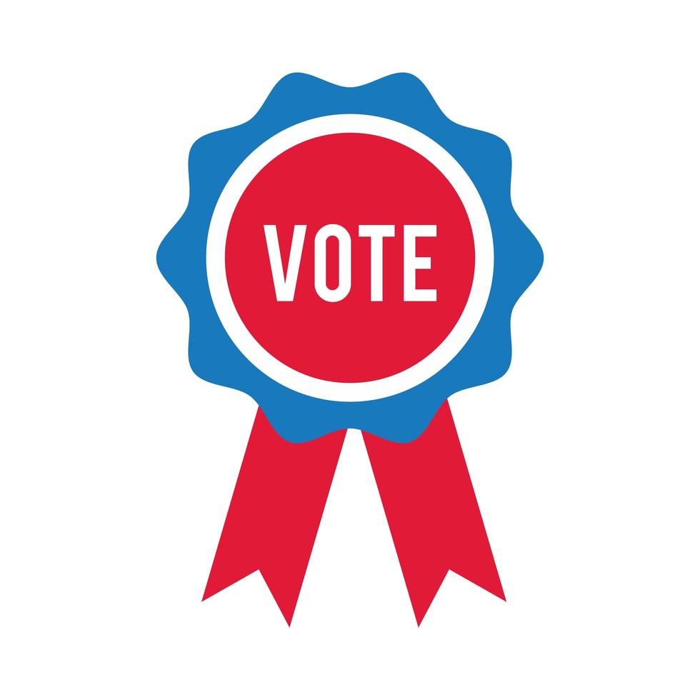 voto palabra en medalla cinta usa elecciones icono de estilo plano vector
