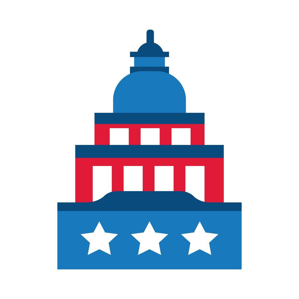 capitol building usa election flat style icon vector