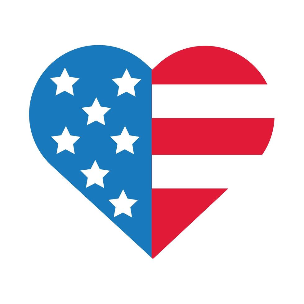 usa elections flag in heart flat style icon vector