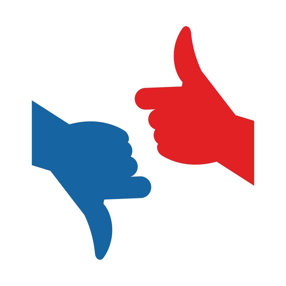 hands like and dont like flat style icon vector