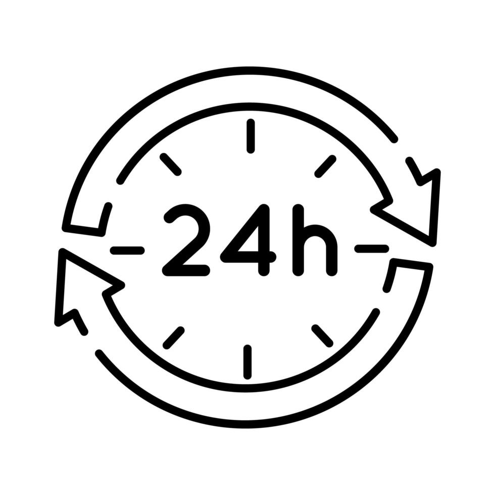 arrows with 24 hours line style icon vector