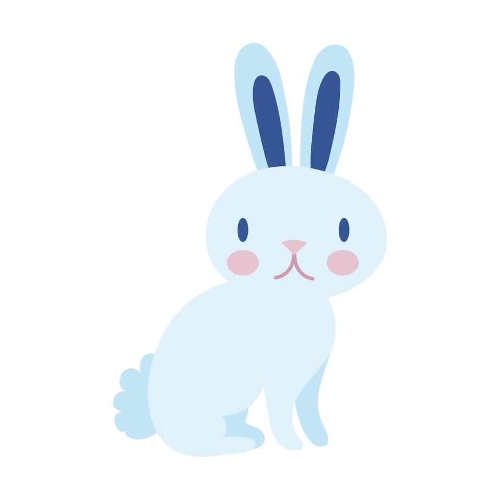 mid autumn cute rabbit flat style icon vector