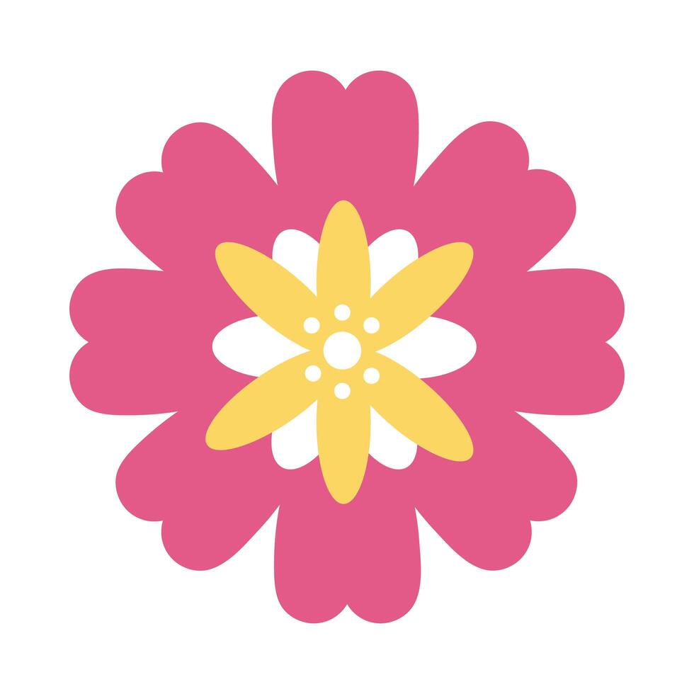 mid autumn decorative flower yellow and pink flat style icon vector