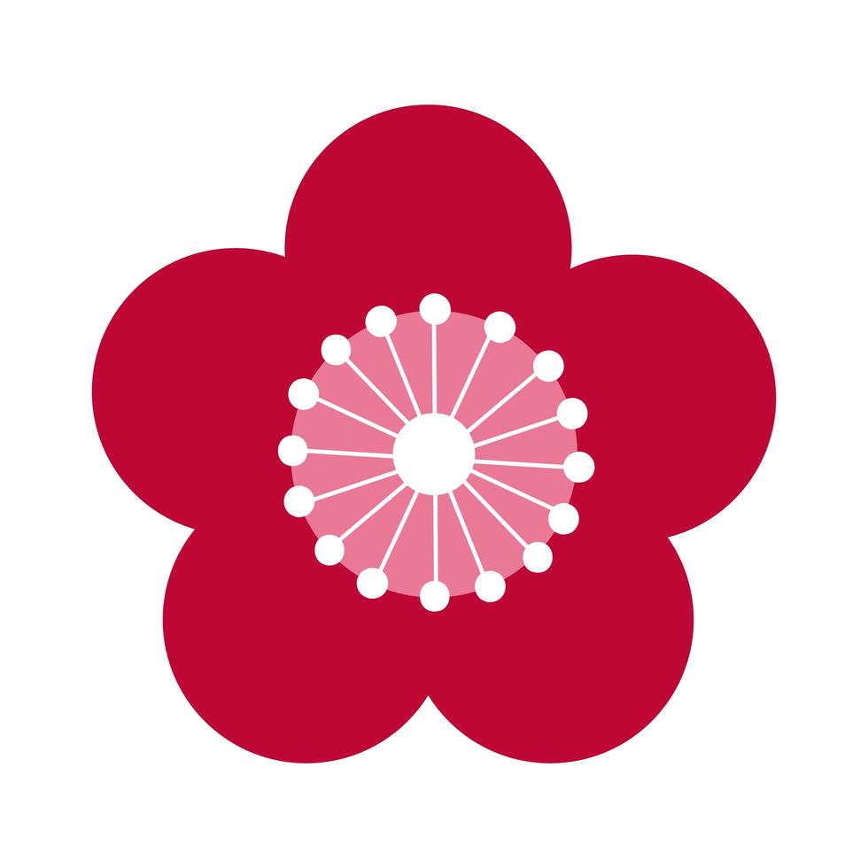 icono de estilo plano rojo flor decorativa de mediados de otoño vector