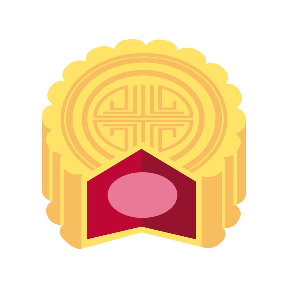 mid autumn cake sweet cut flat style icon vector
