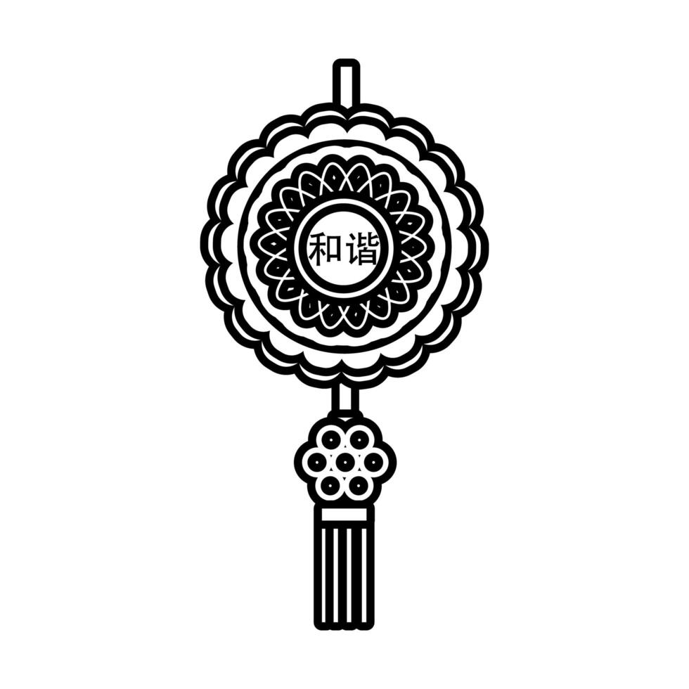 mid autumn lace red decoration hanging line style icon vector