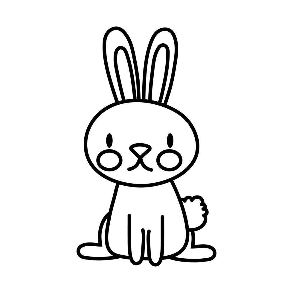 mid autumn cute rabbit line style icon vector