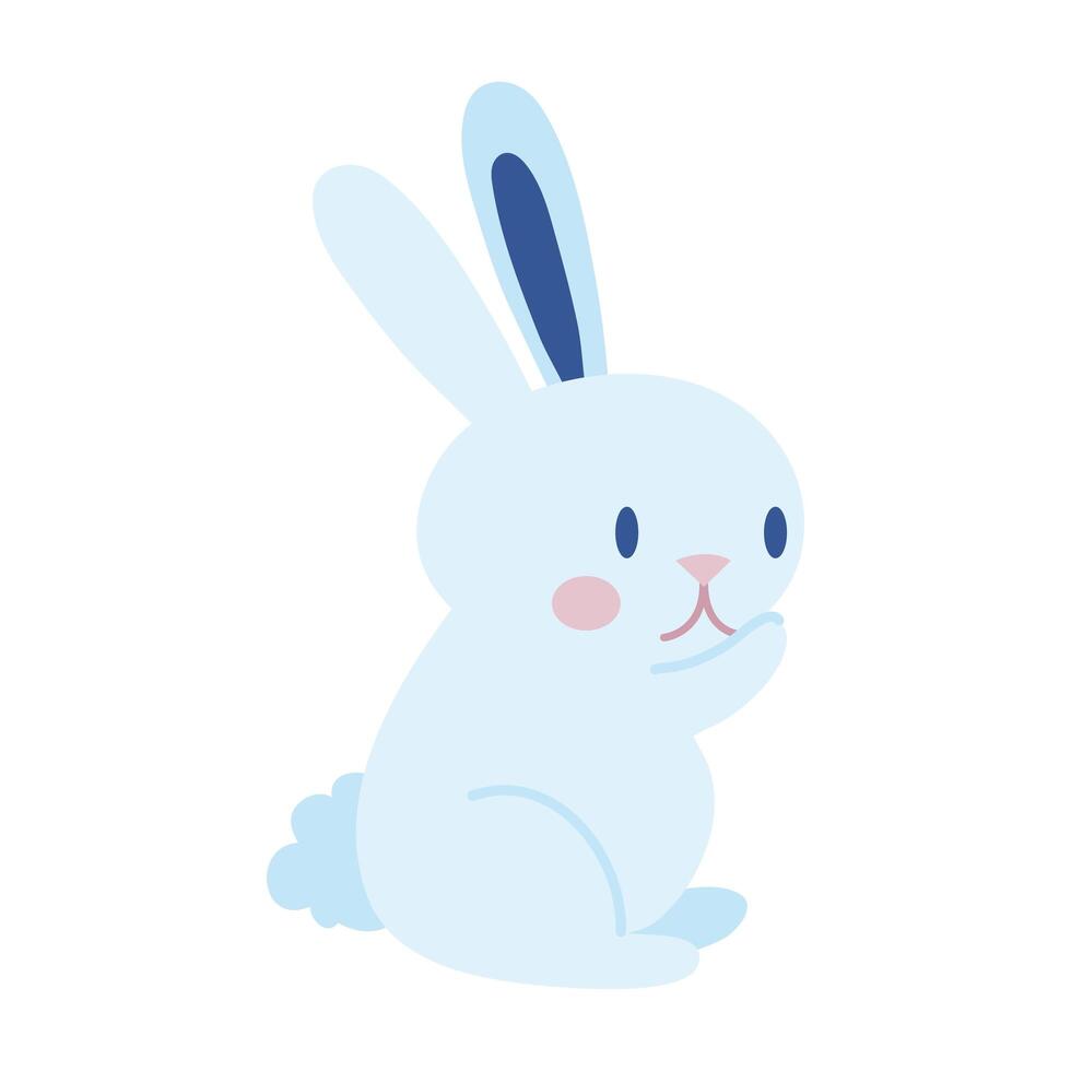 mid autumn cute rabbit seated flat style icon vector
