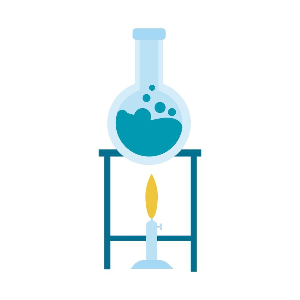 medical tube test flask in burner laboratory flat icon vector