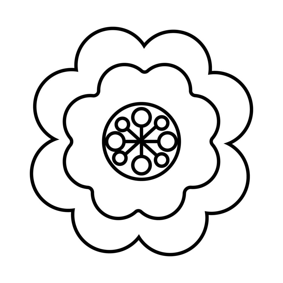 icono de estilo de línea de flor de color rosa de mediados de otoño vector