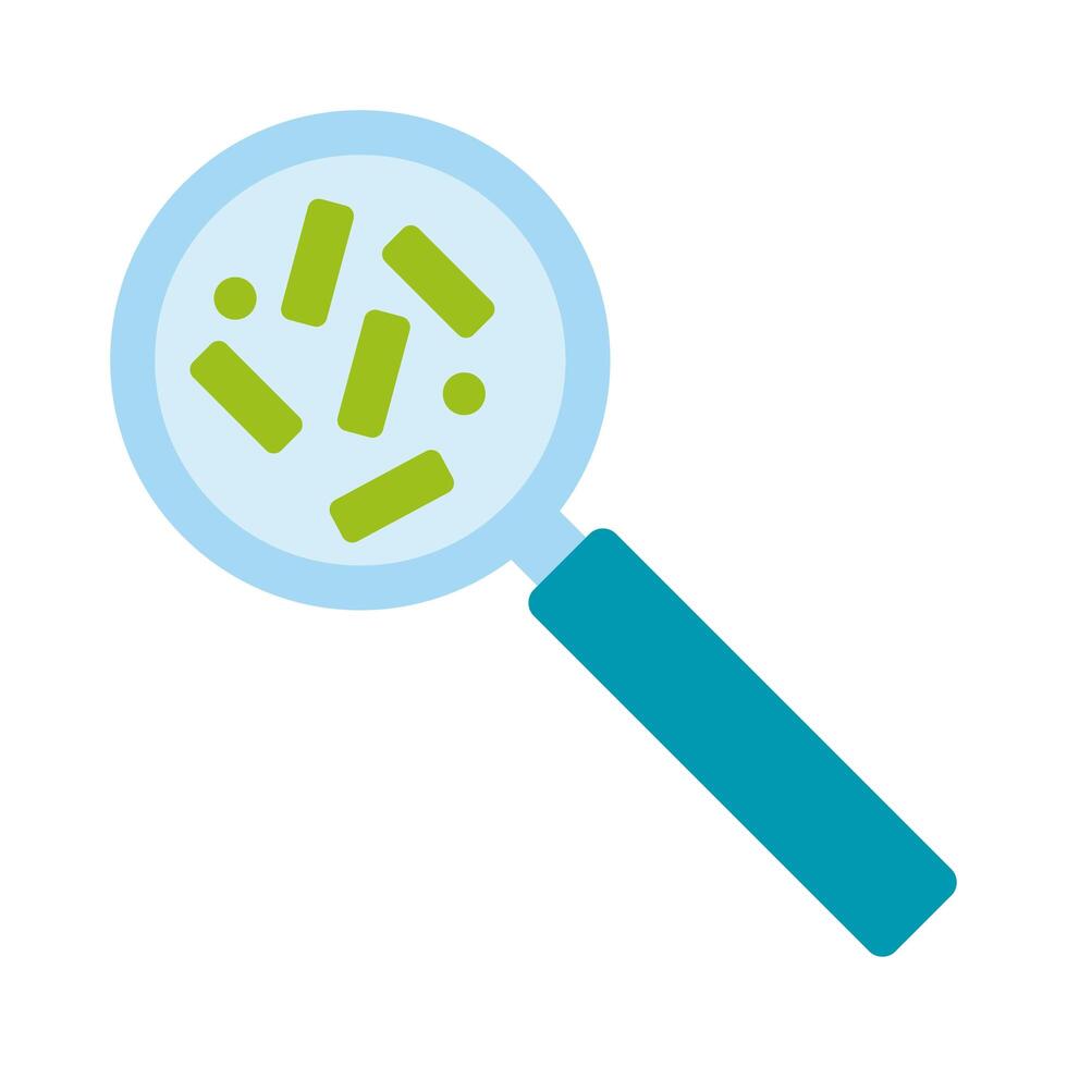 magnifying glass with bacteria culture flat style icon vector