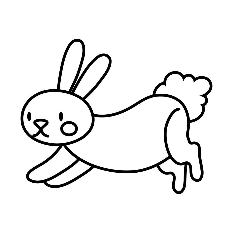 mid autumn cute rabbit jumping line style icon vector