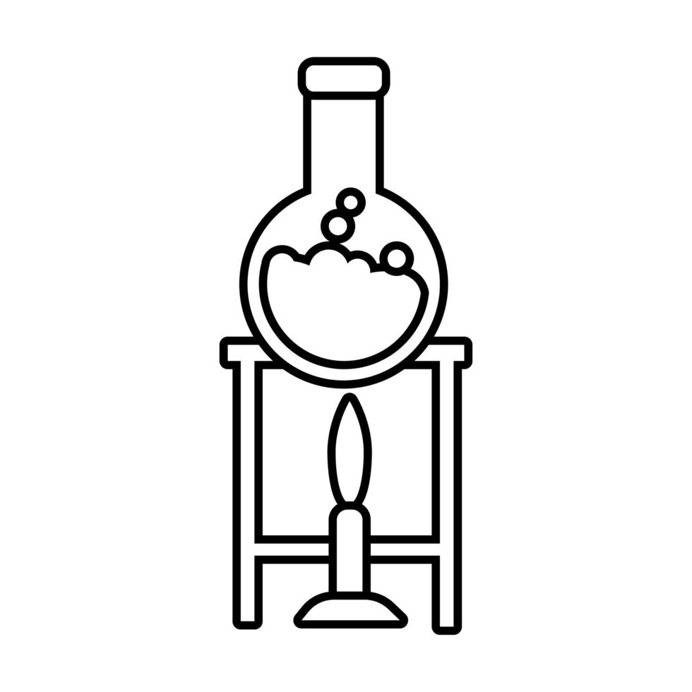 medical tube test flask in burner laboratory line icon vector