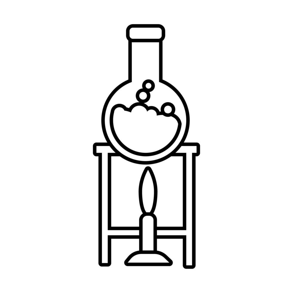 medical tube test flask in burner laboratory line icon vector