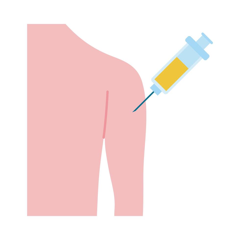 vaccine syringe in human hand flat style icon vector