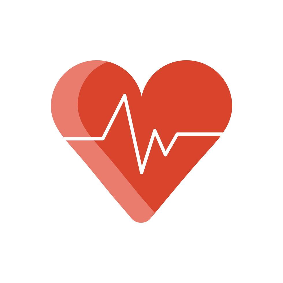 icono plano de pulso de cardiología de corazón médico vector