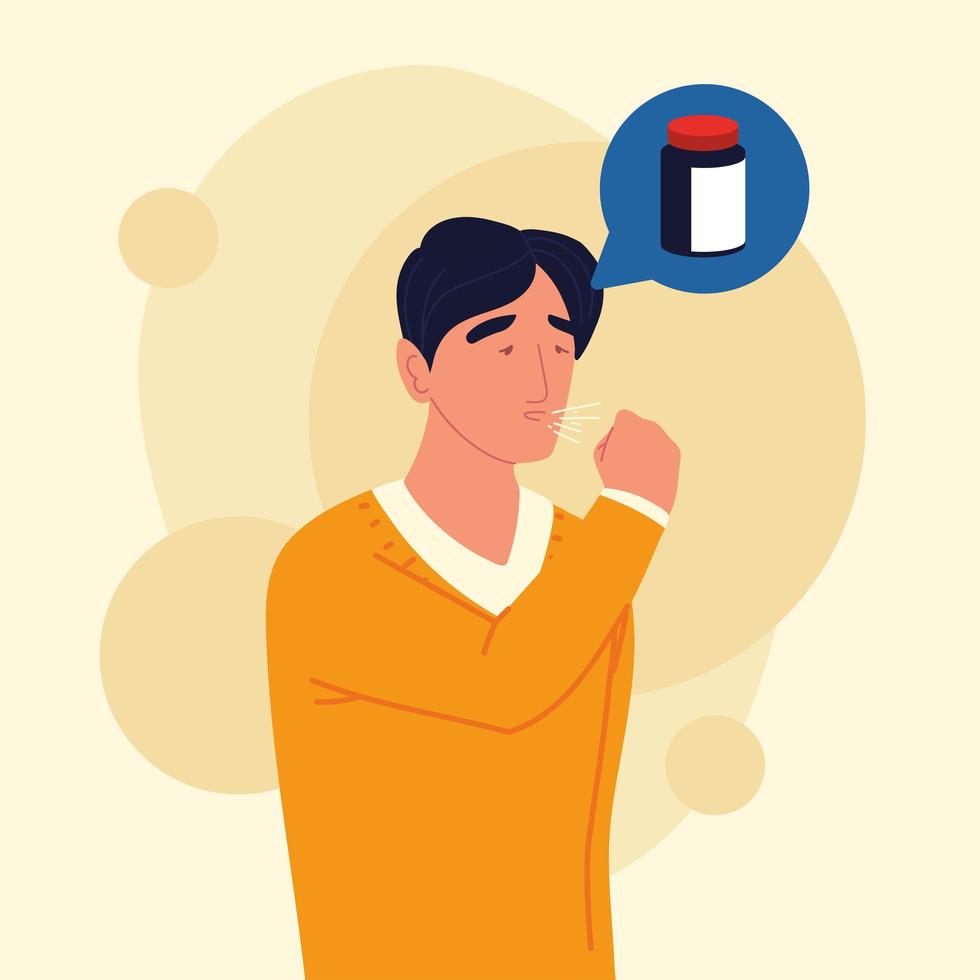 man dry cough vector