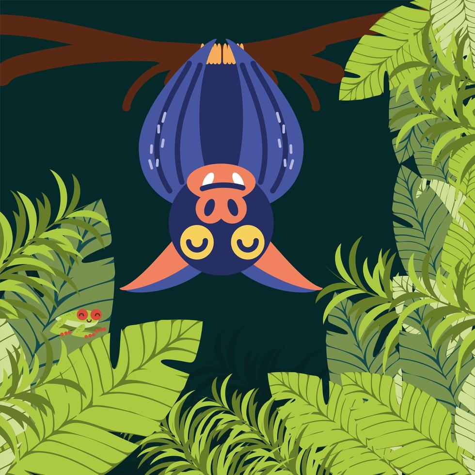 hanging bat foliage vector