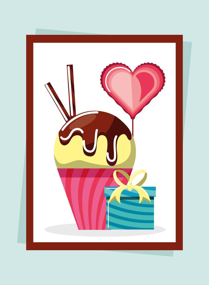 cumpleaños dulce cupcake vector