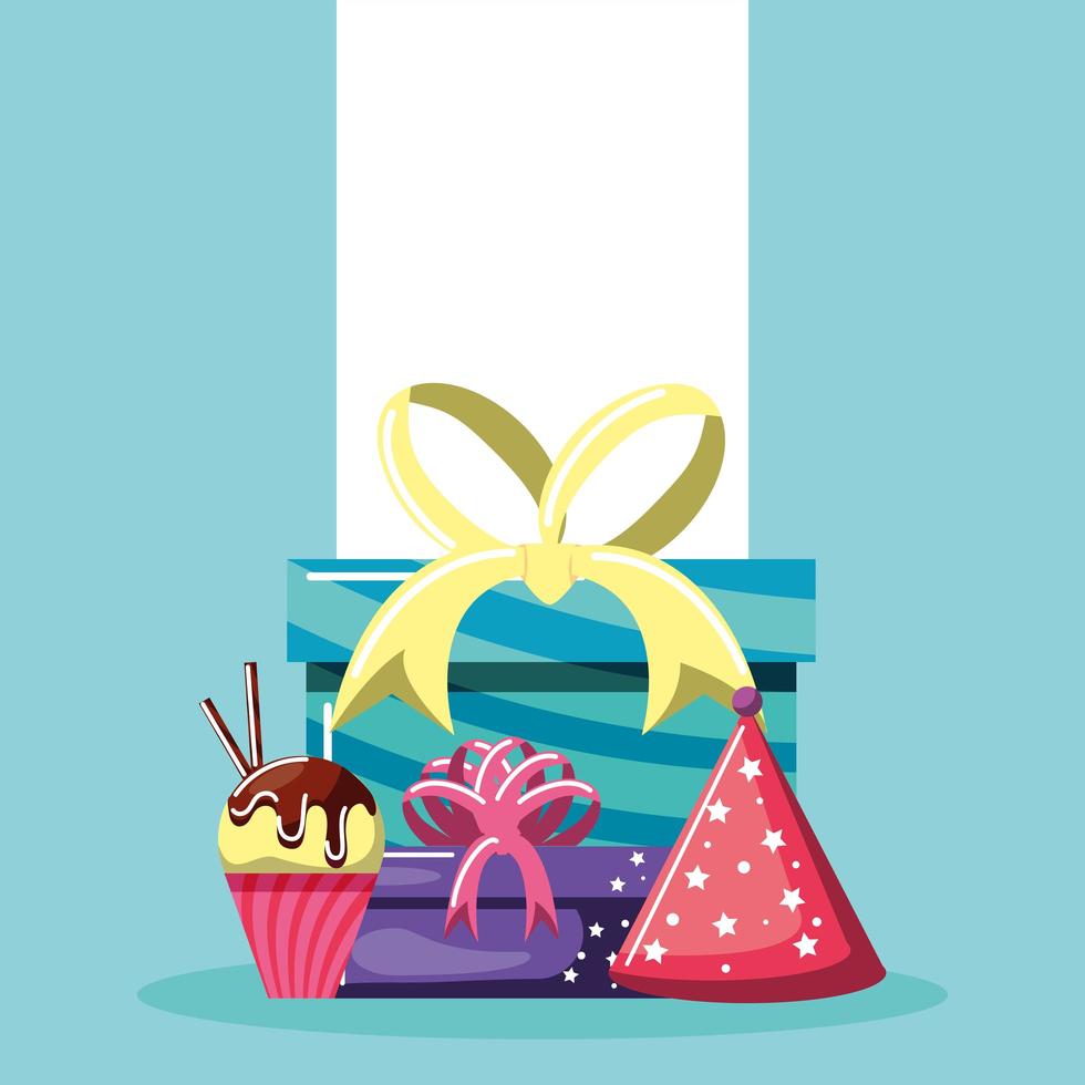 birthday hat gifts vector