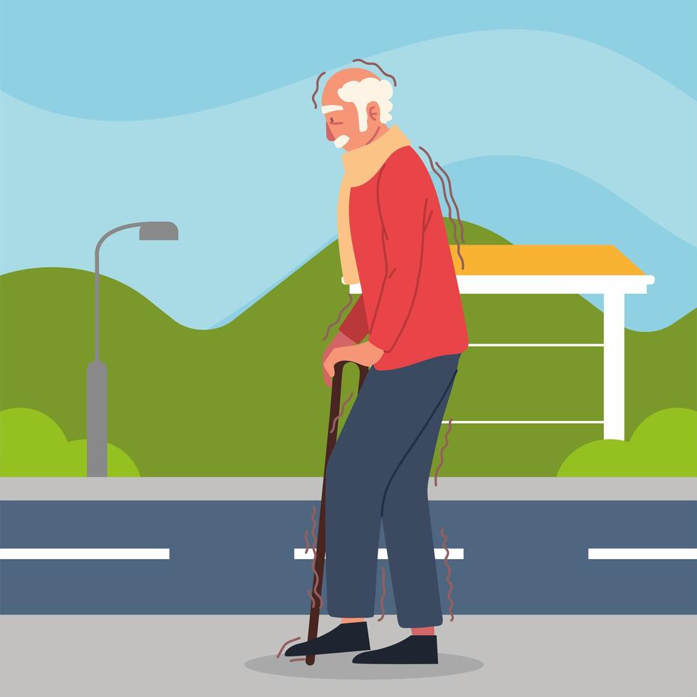 old man parkinson vector