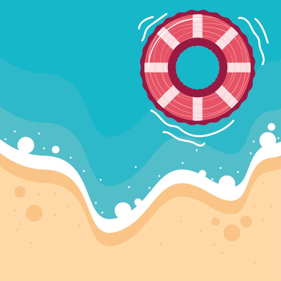 summer beach lifebuoy vector