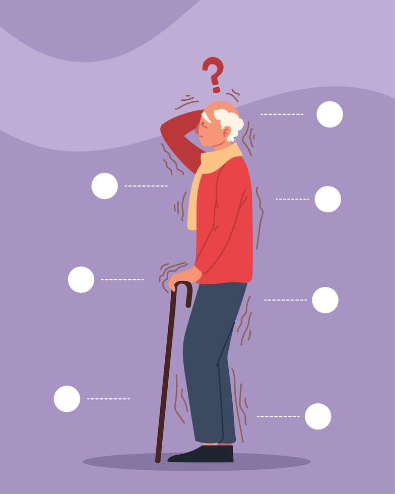 parkinson elderly man vector