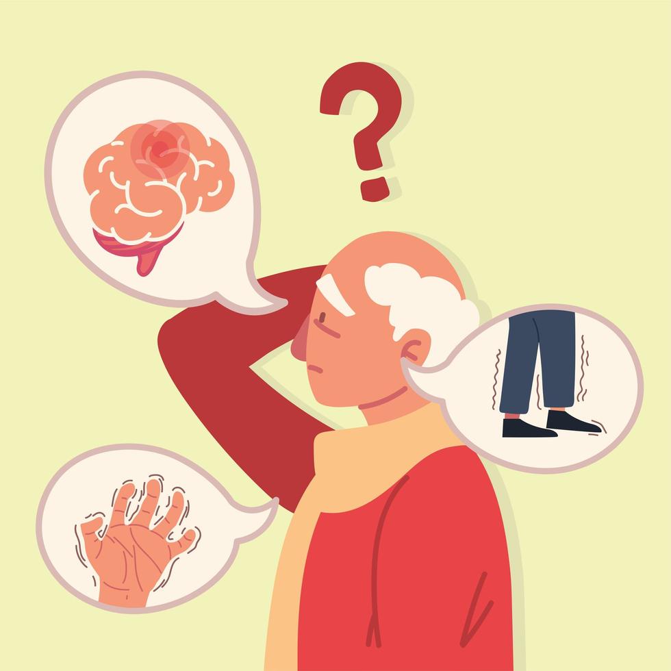 confused man parkinson vector