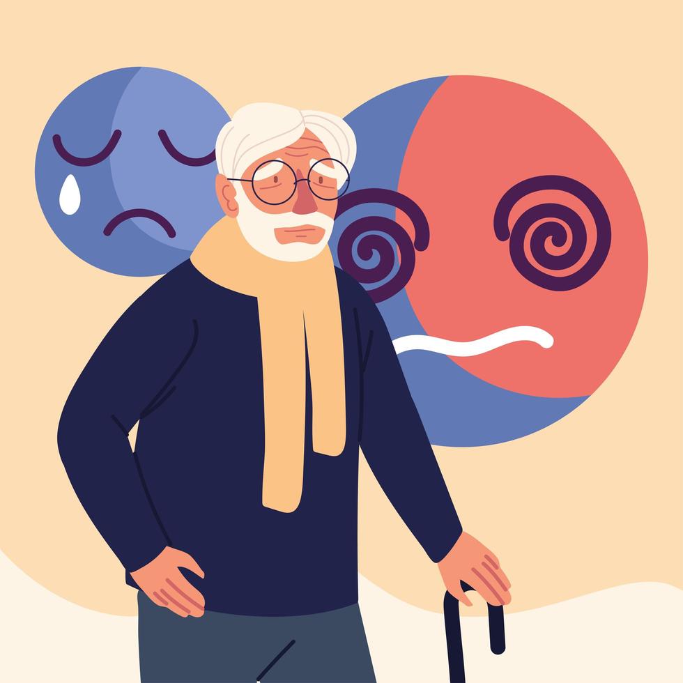 alzheimer old man vector