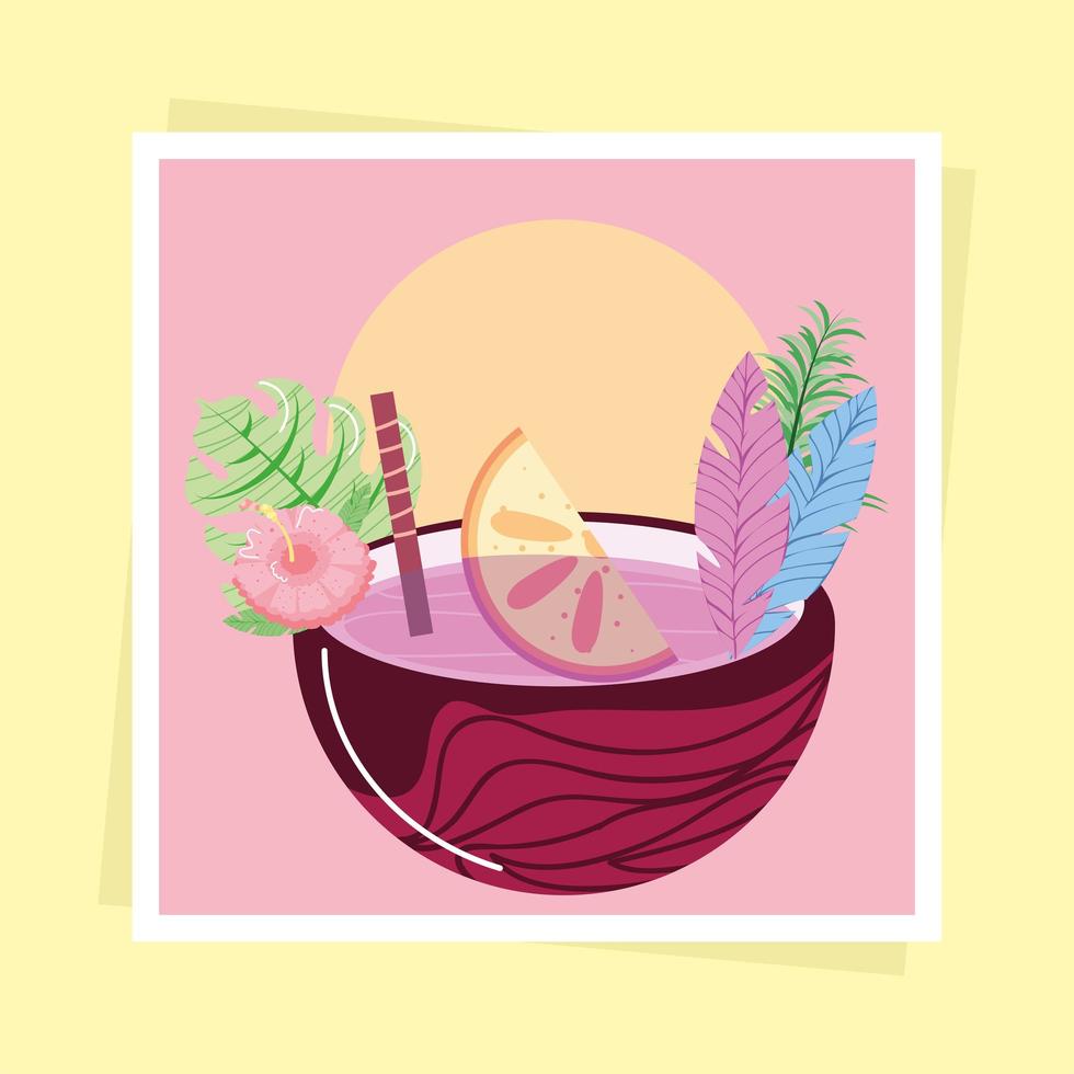 cocktail coconut summer vector