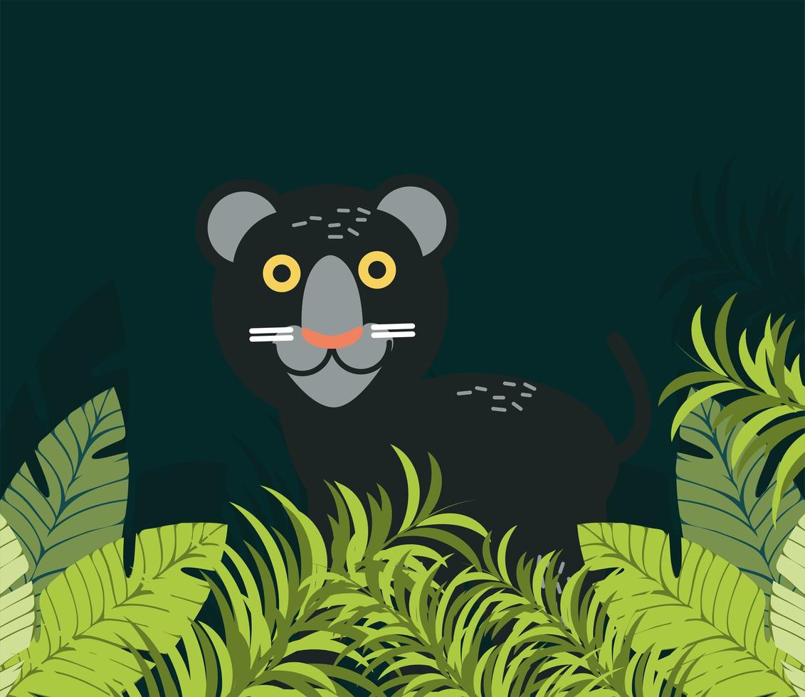 panther jungle foliage vector