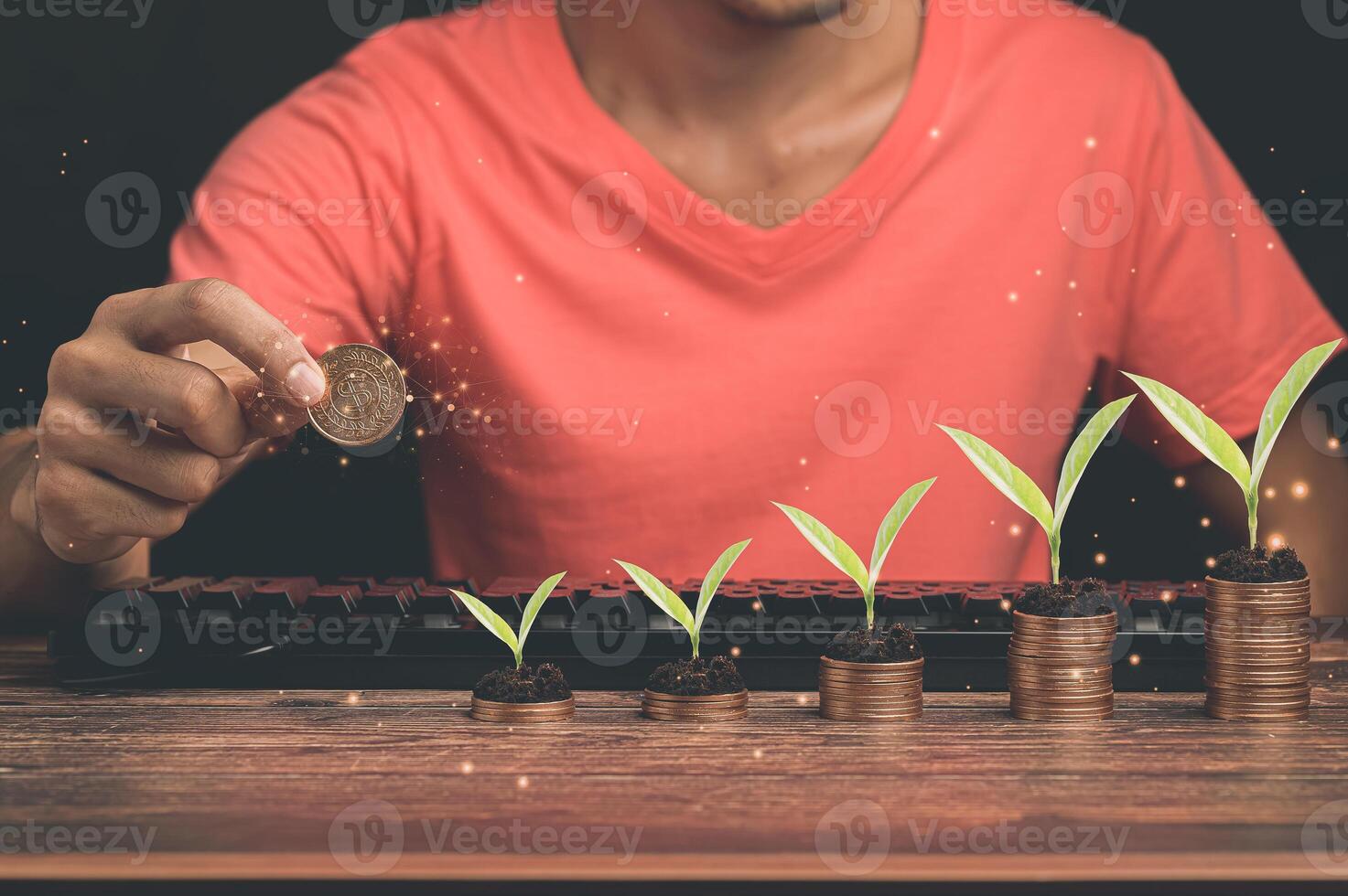 investment idea stacked coins business growth photo