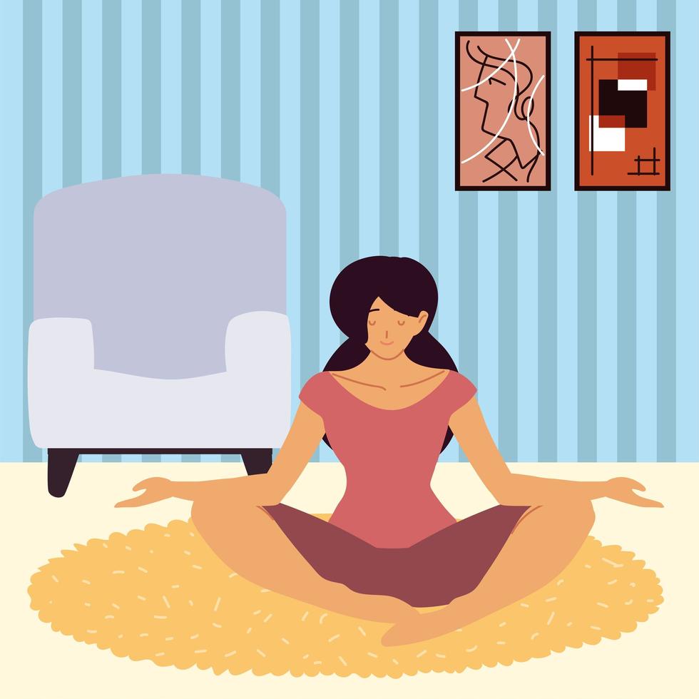 woman meditation pose vector
