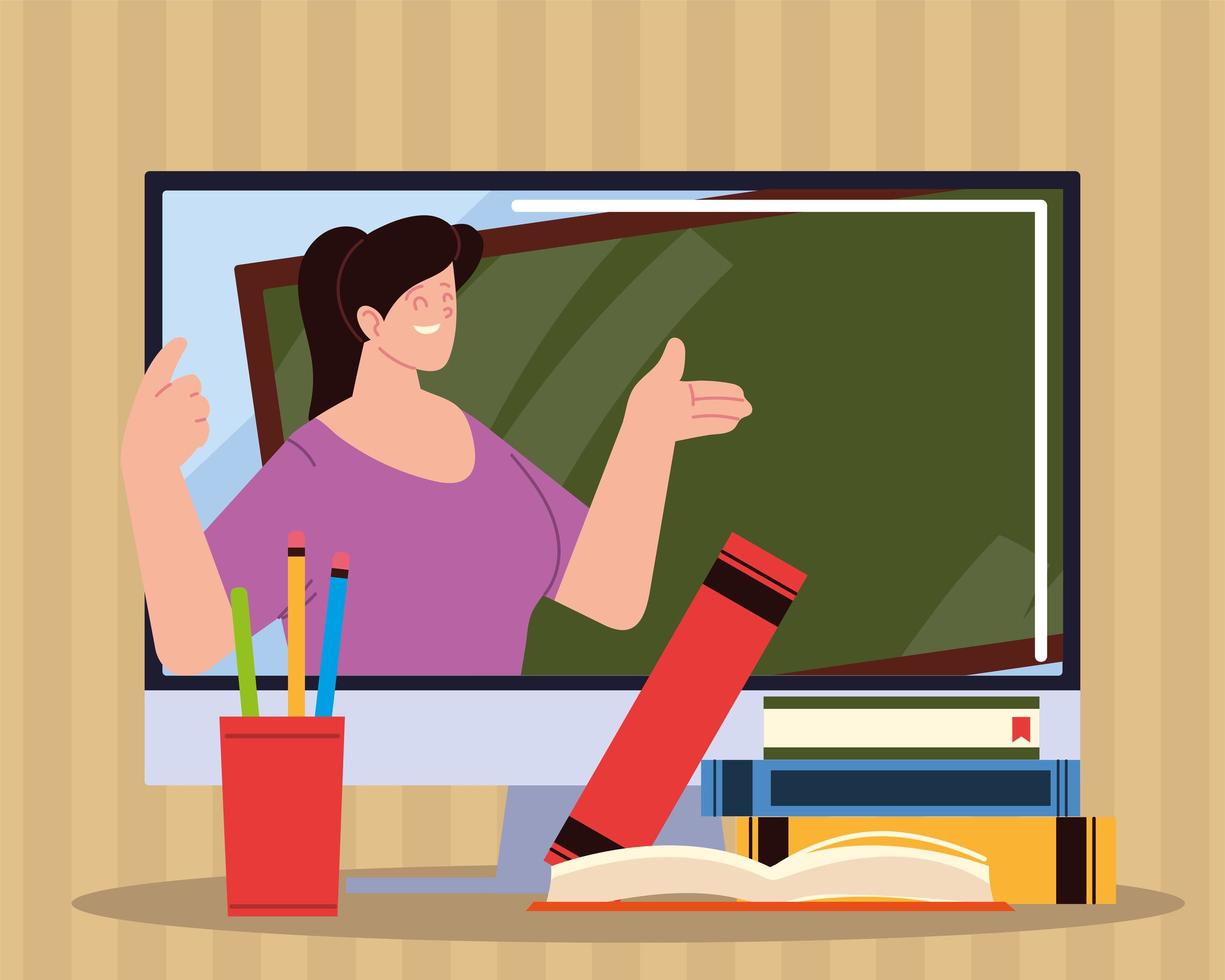 online education teacher vector