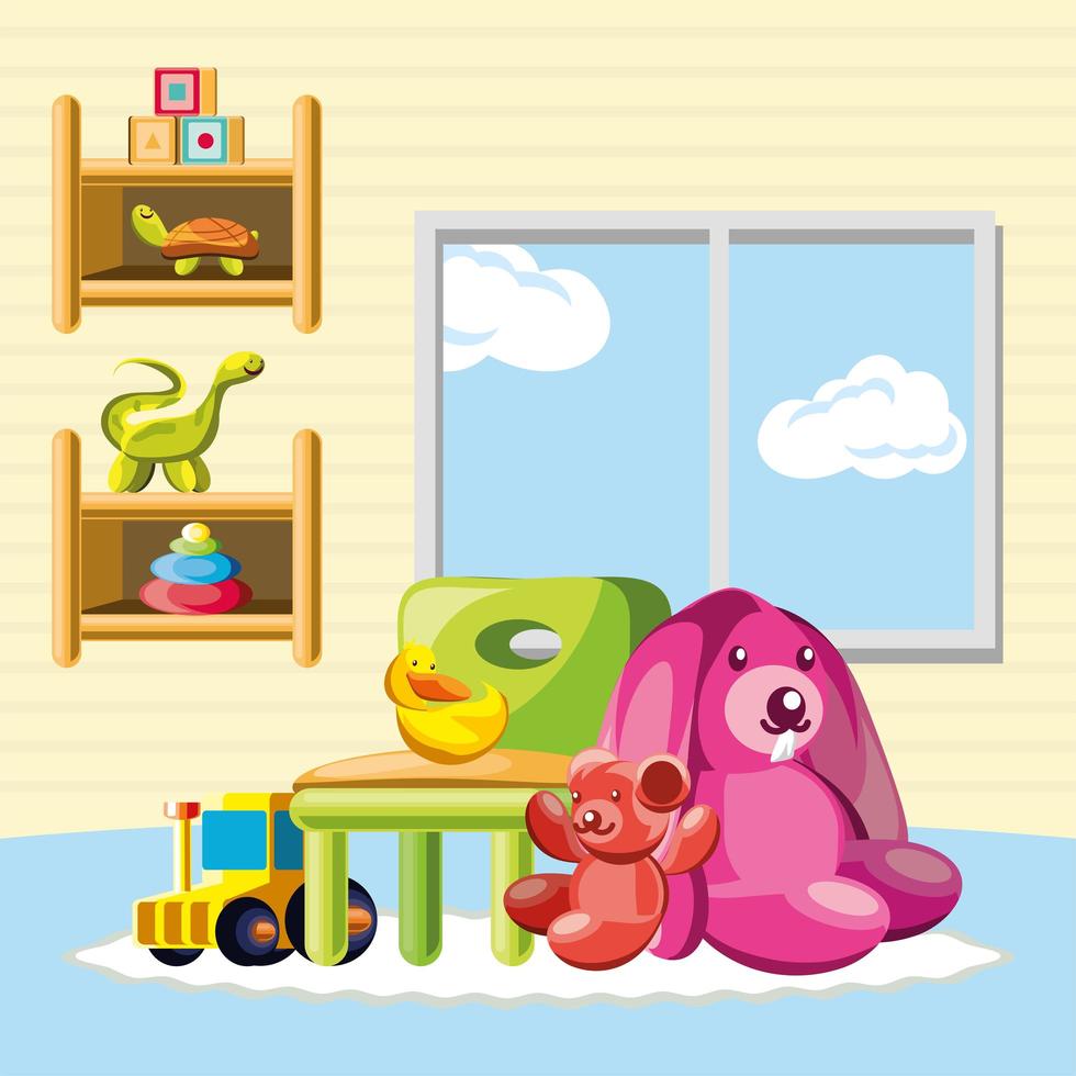 nursery interior toys vector