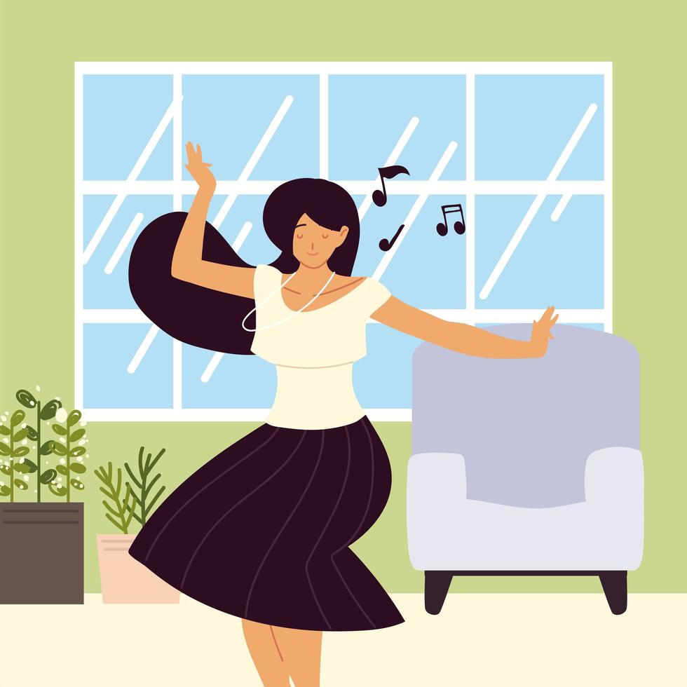 happy woman dancing vector