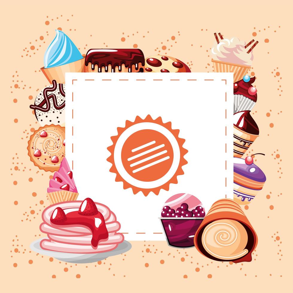 deliciosos postres dulces vector