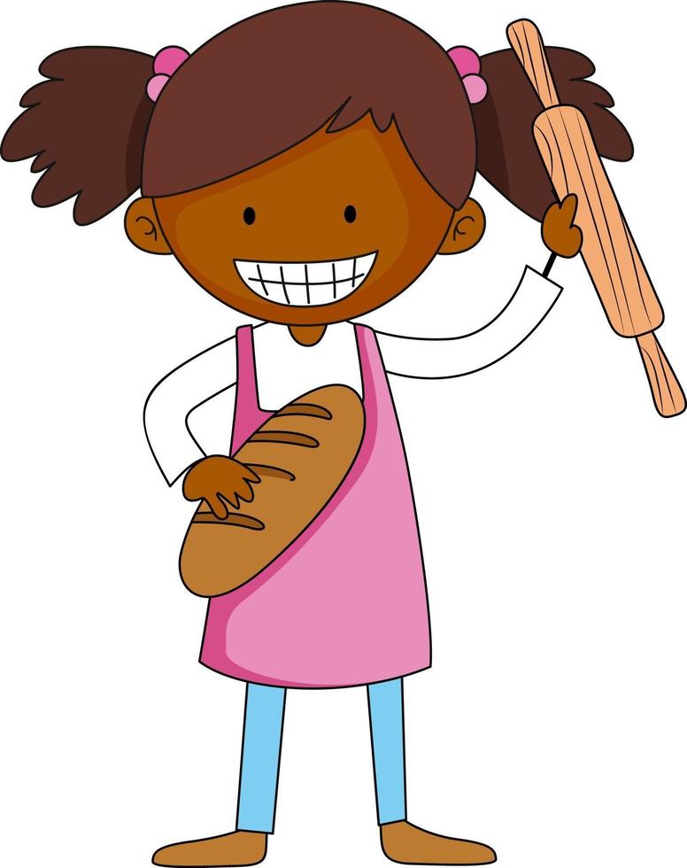 Little baker holding baking stuff cartoon character isolated vector